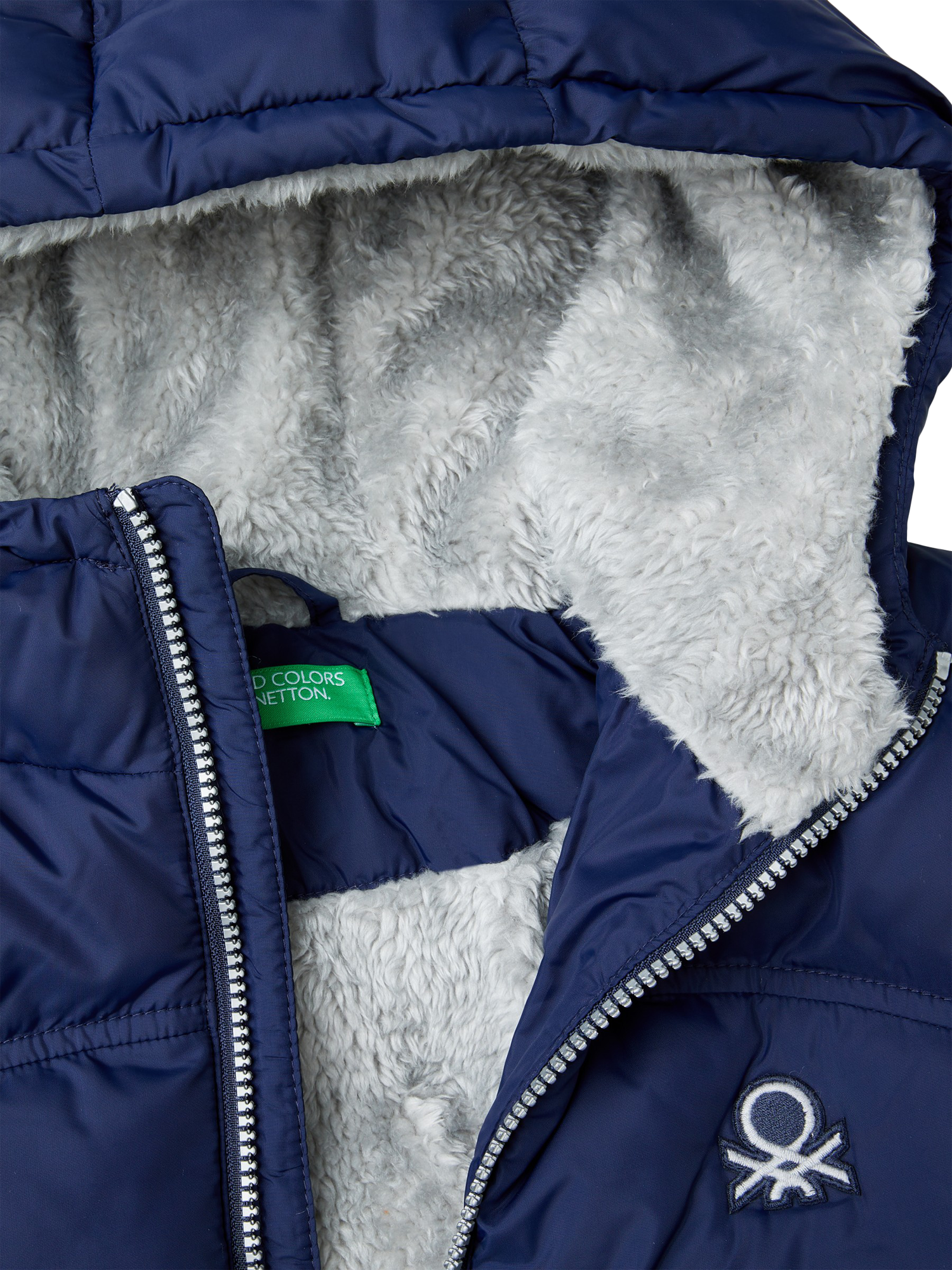 Product image 3 of 3, which shows Benetton Kids' Eco Feather Puffer Jacket, Night Blue, 6-7 years