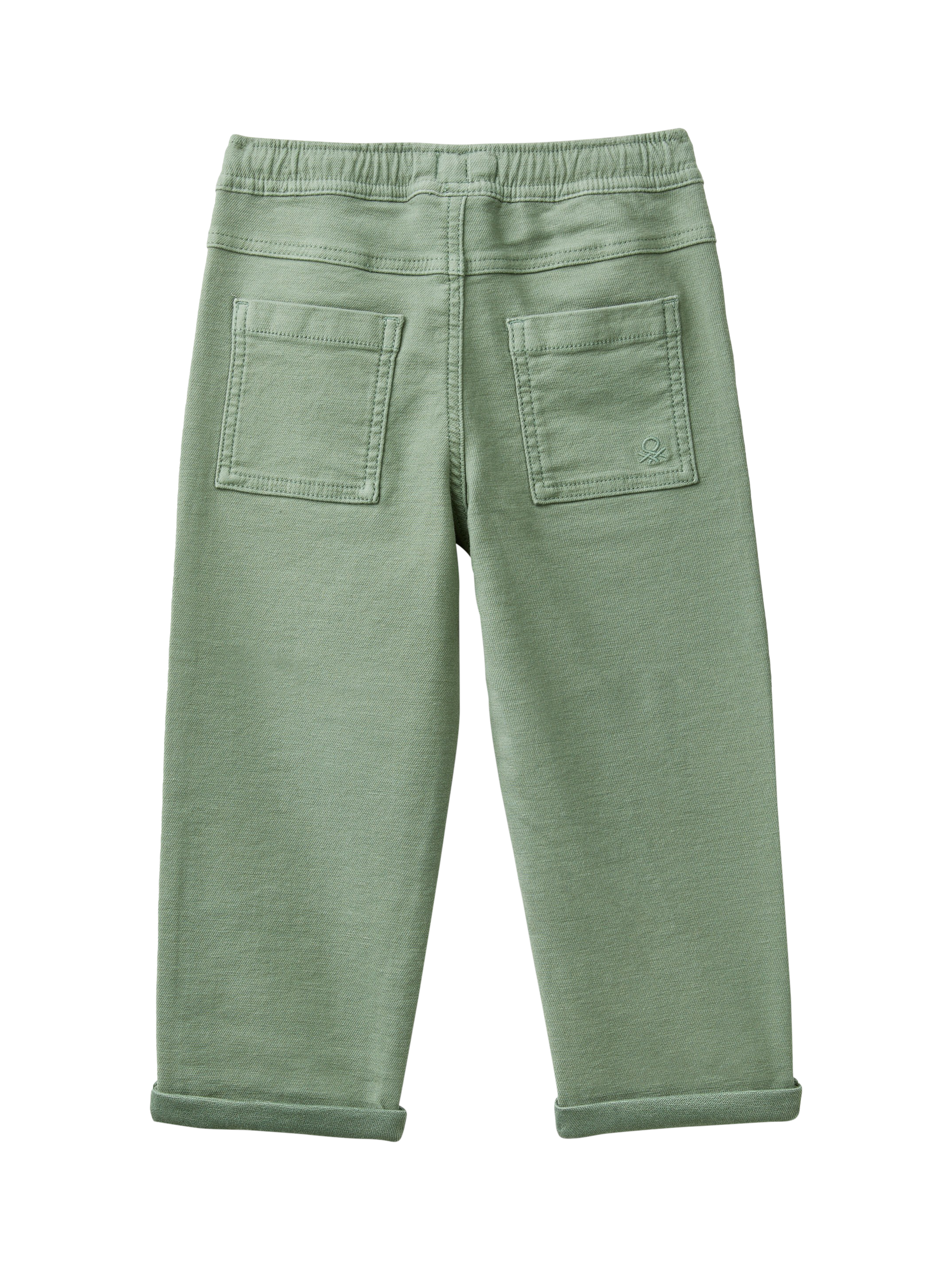Product image 2 of 3, which shows Benetton Kids' Stretch Slub Drill Joggers, Sage Green, 5-6 years