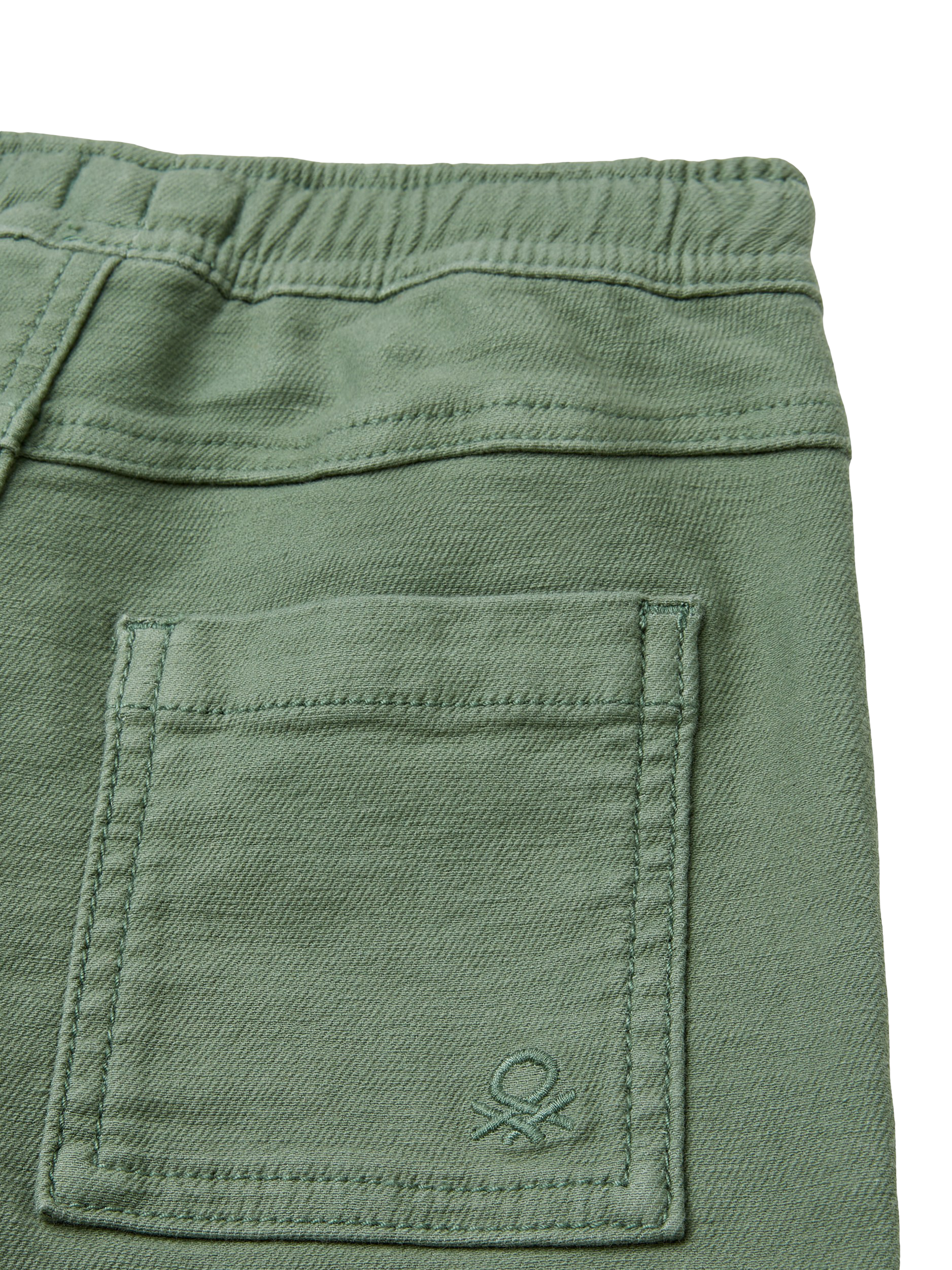 Product image 3 of 3, which shows Benetton Kids' Stretch Slub Drill Joggers, Sage Green, 5-6 years