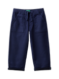 Benetton Kids' Stretch Slub Drill Joggers, Night Blue