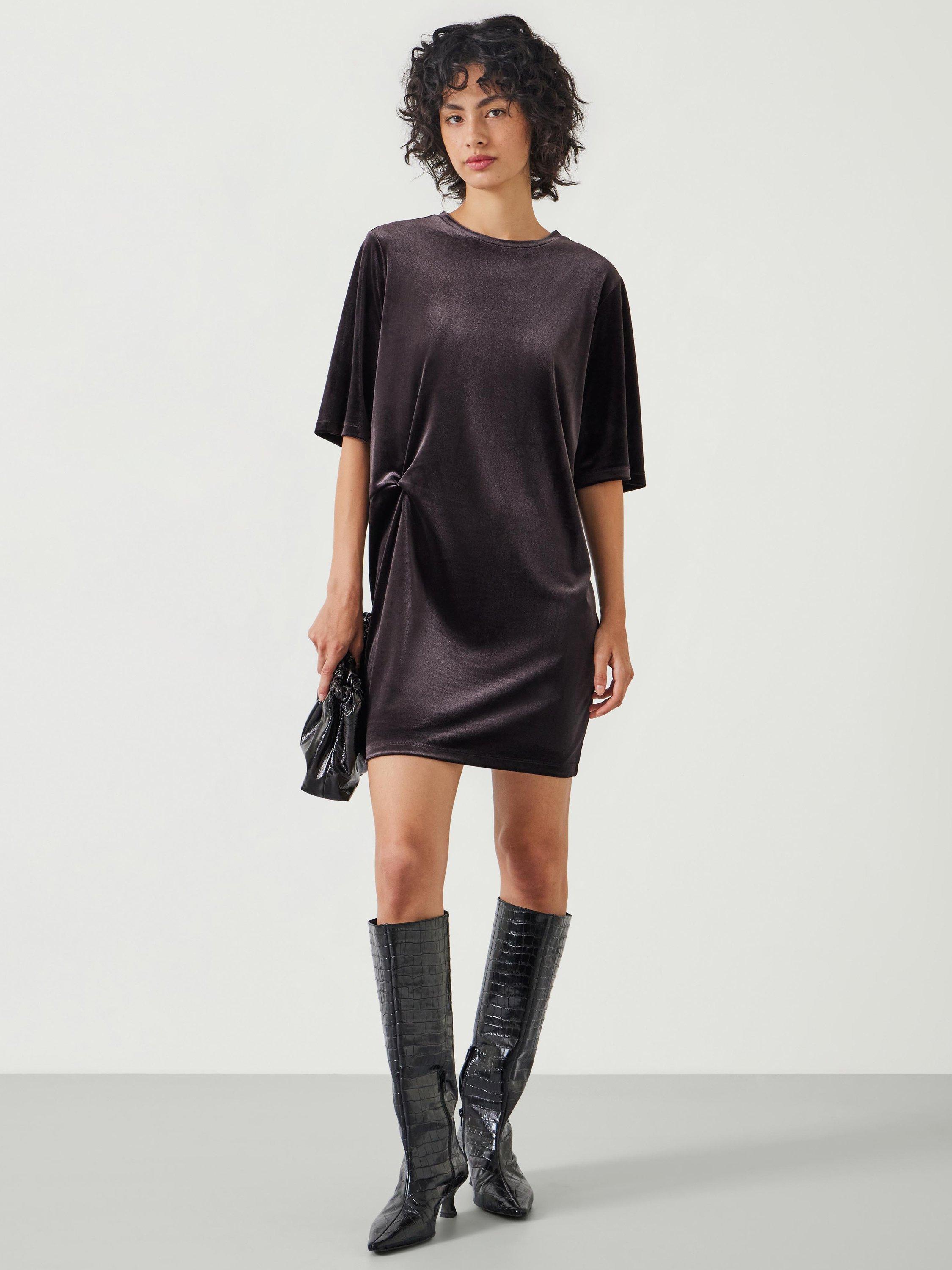 HUSH Vicky Velvet Mini Dress, Raisin Brown