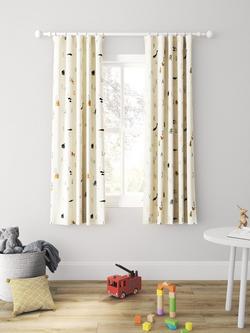 John Lewis Alphabet & Animals Pair Pencil Pleat 3 Pass Blackout Children's Curtains, Multi - view 2, Multi