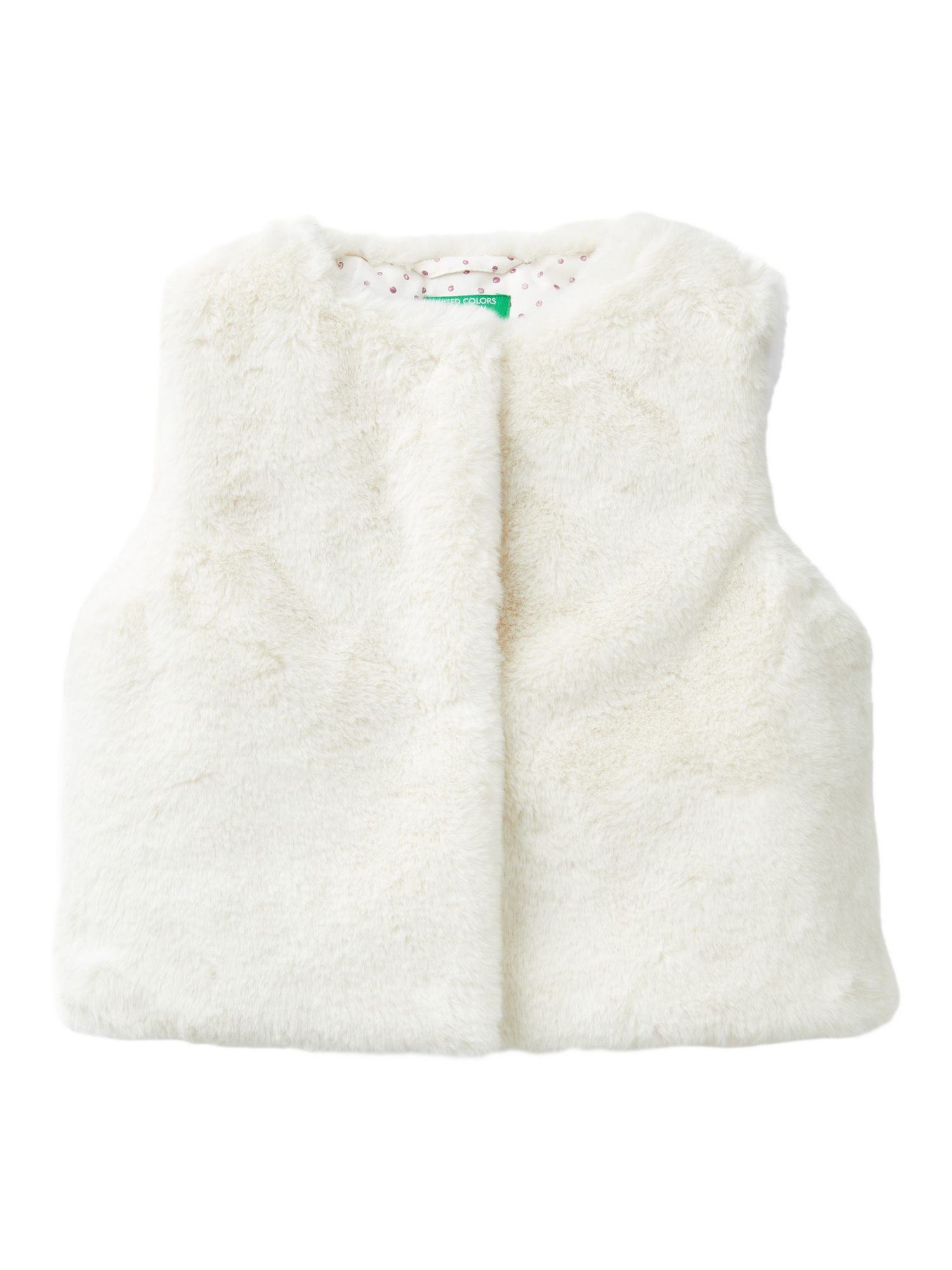 Benetton Kids' Faux Fur Vest, White Cream