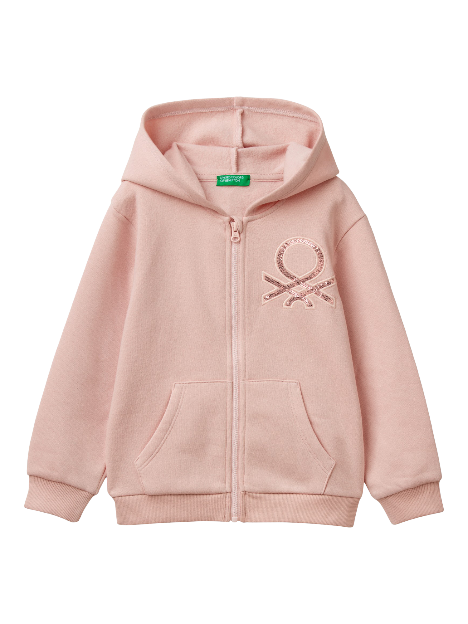 Benetton Kids Zip Up Hoodie Pastel Pink