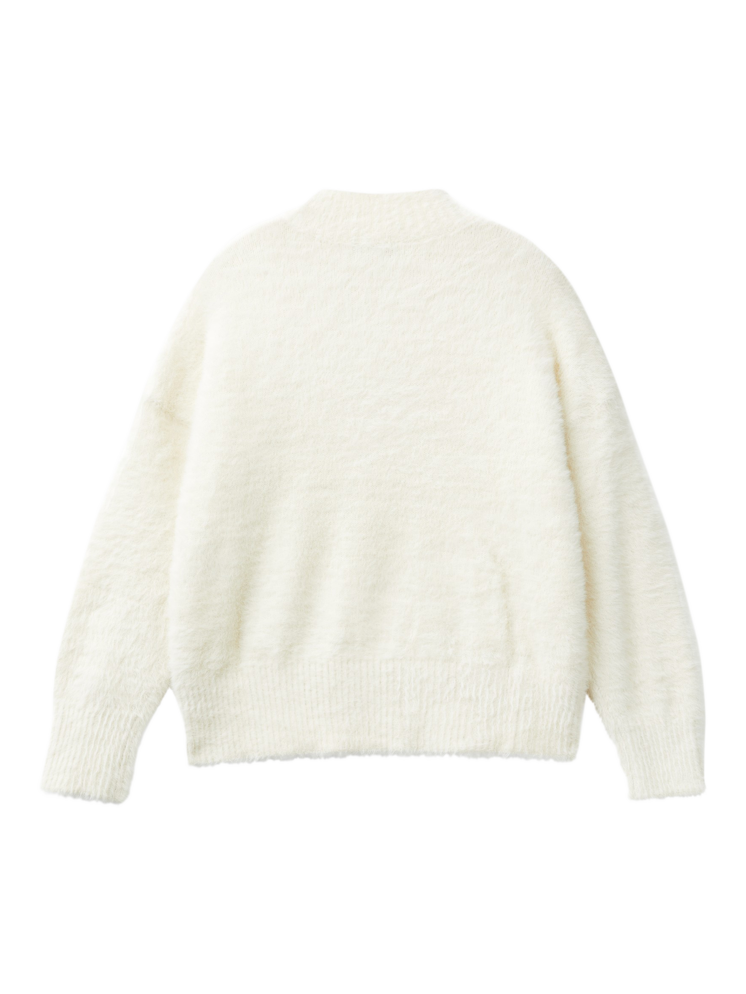 Product image 2 of 3, which shows Benetton Kids' Funnel Neck Sweater, Cream, 6-7 years