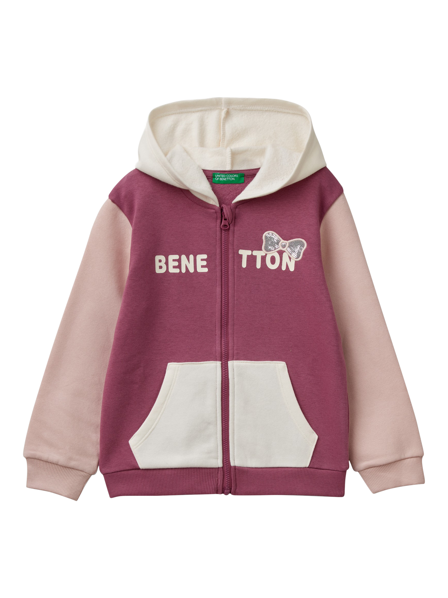 Benetton Kids Colour Block Zipped Hoodie Multi