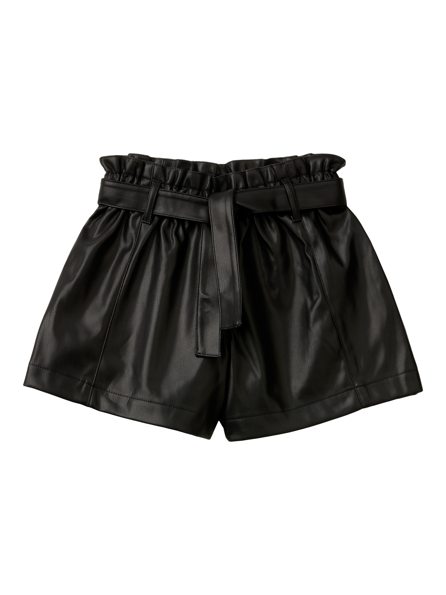 Benetton Kids' Stretch Faux Leather Shorts, Black