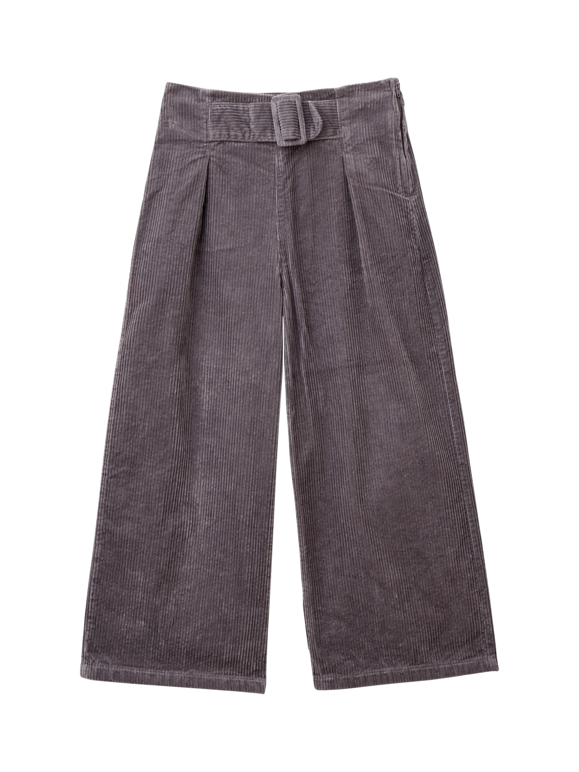 Product image 1 of 3, which shows Benetton Kids' Corduroy Wide Leg Trousers, Grey, 11-12 years