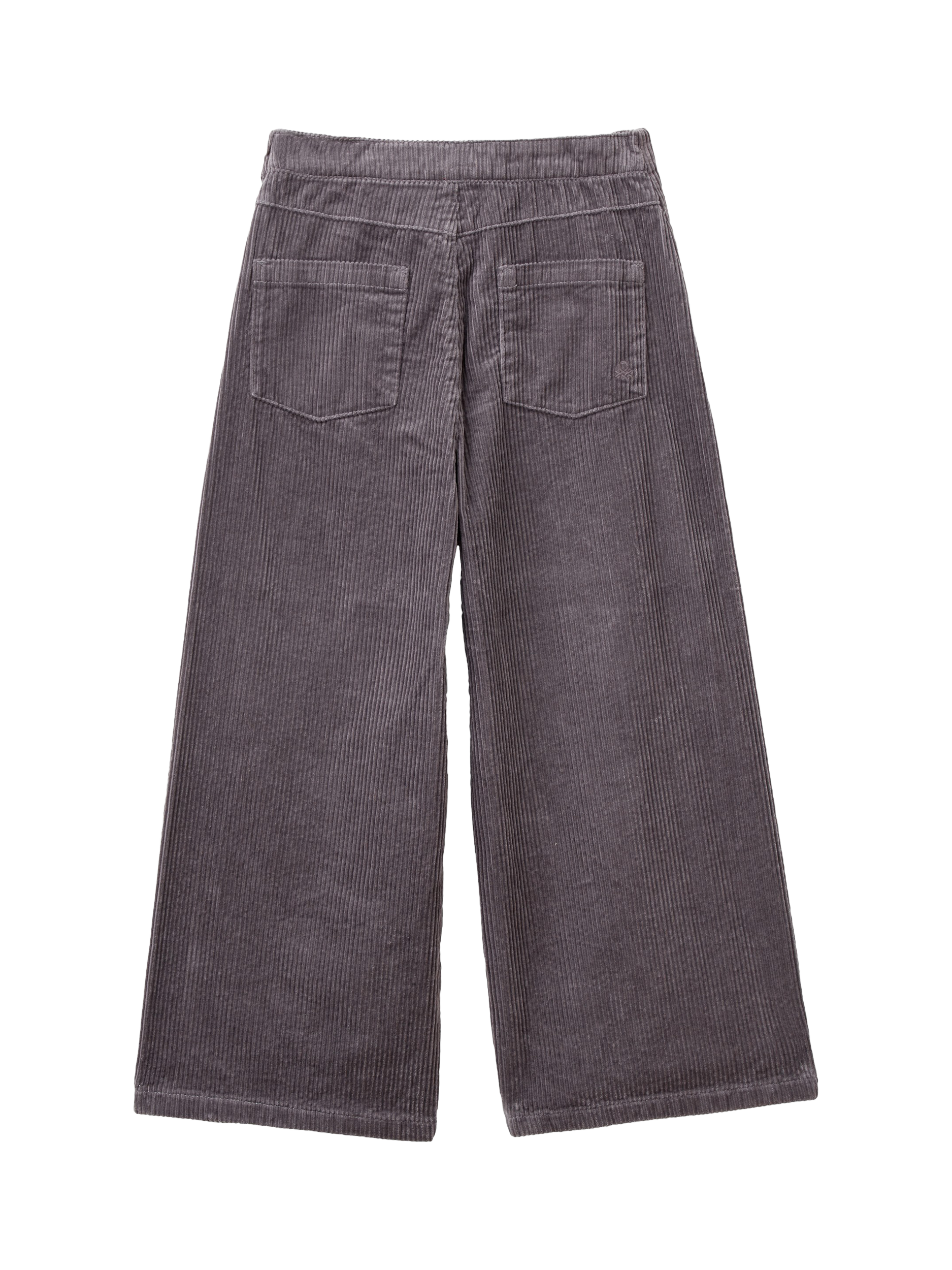 Product image 2 of 3, which shows Benetton Kids' Corduroy Wide Leg Trousers, Grey, 11-12 years