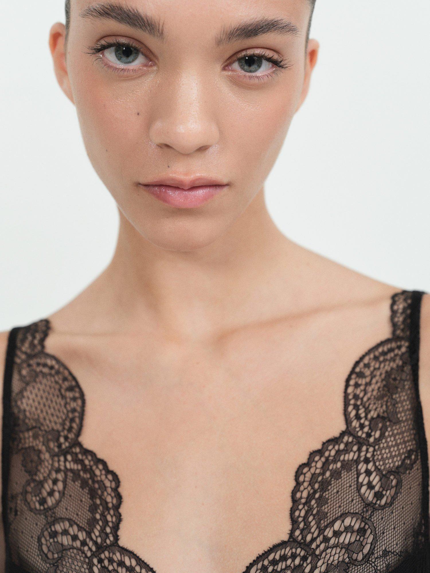 Product image 6 of 7, which shows Mango Jade Lace Sheer Midi Dress, Black, 10
