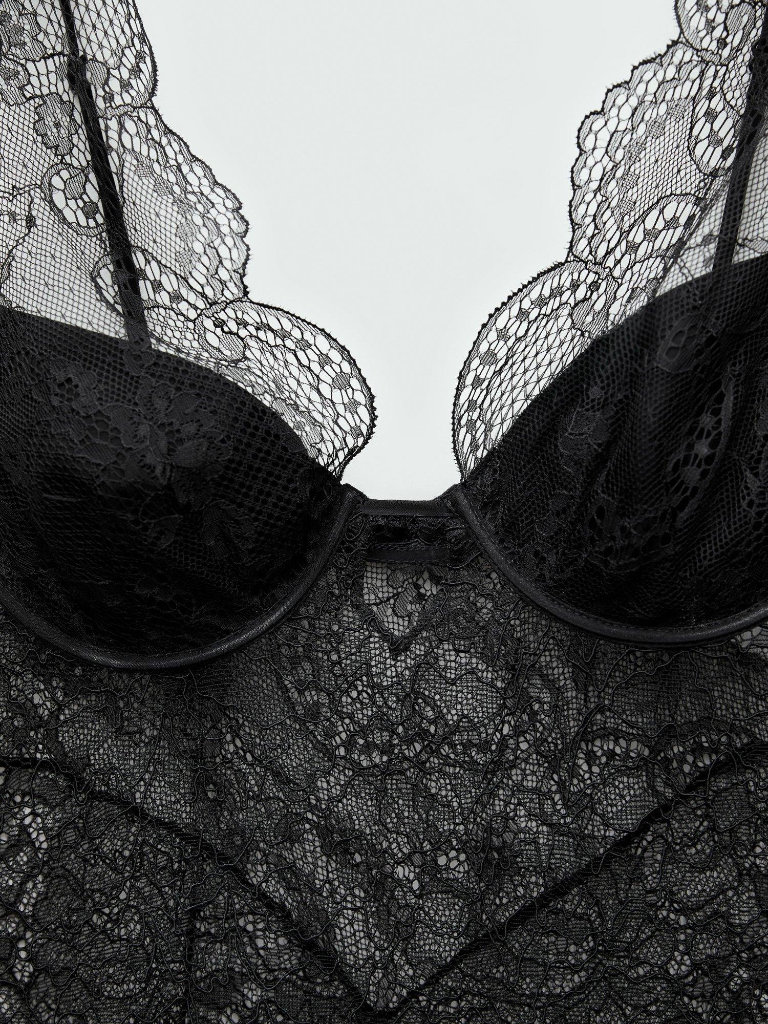 Product image 7 of 7, which shows Mango Jade Lace Sheer Midi Dress, Black, 10