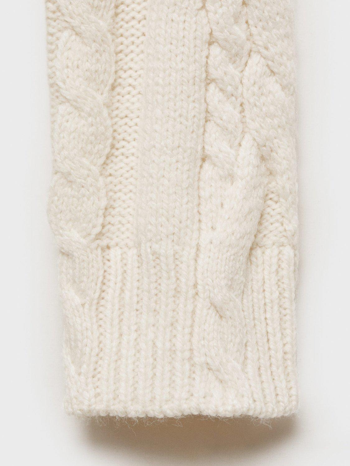 Product image 5 of 8, which shows Mango Braids Funnel Neck Cable Knit Jumper, Light Beige, XL