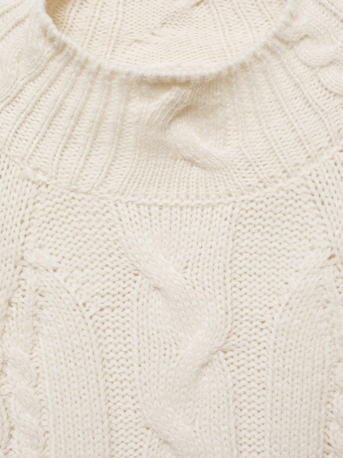 Product image 8 of 8, which shows Mango Braids Funnel Neck Cable Knit Jumper, Light Beige, XL