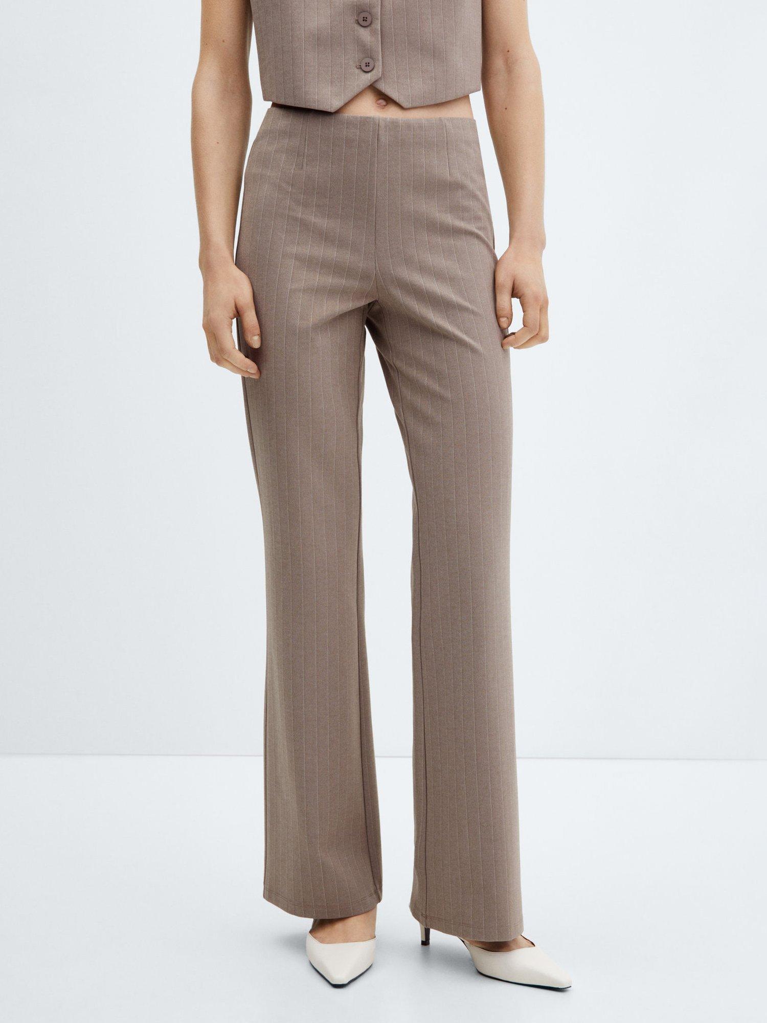 Mango Avayar Pinstripe Trousers, Medium Brown