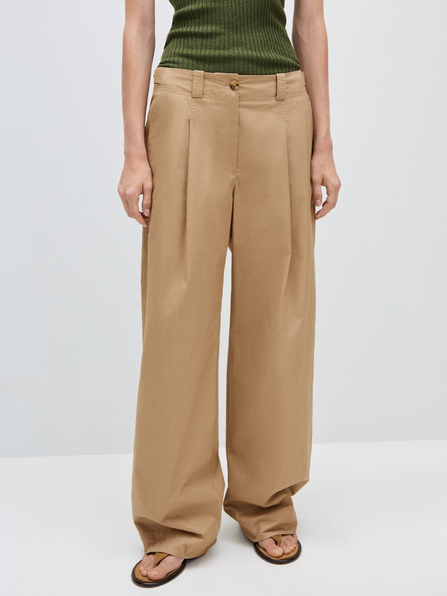 Mango Rec Dart Detail Trousers, Beige