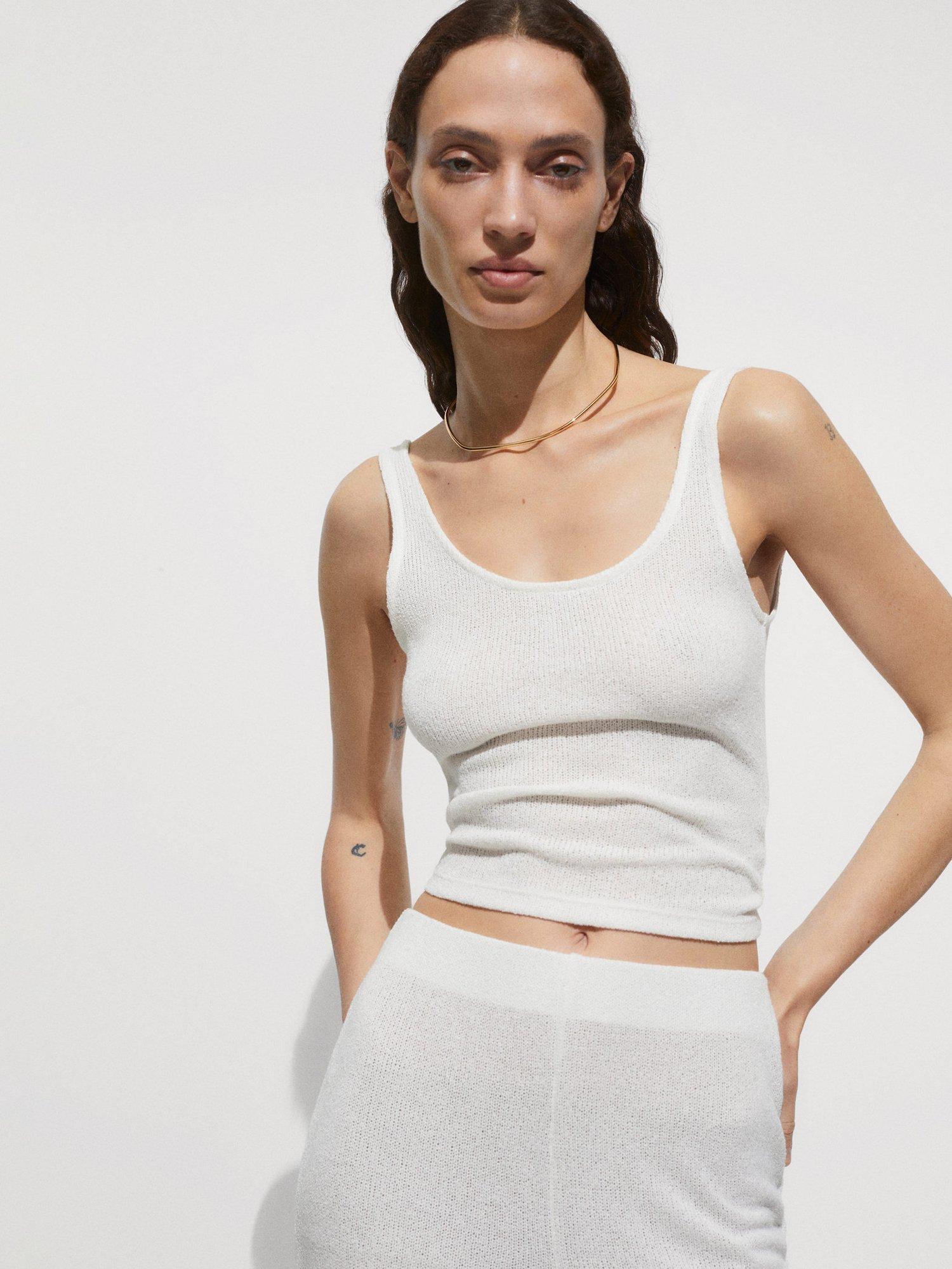 Mango Pear Fine Knit Top, White