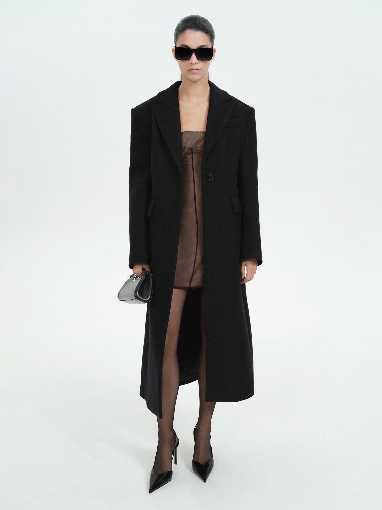 Product image 2 of 7, which shows Mango Blush Wool Rich Coat, Black, S