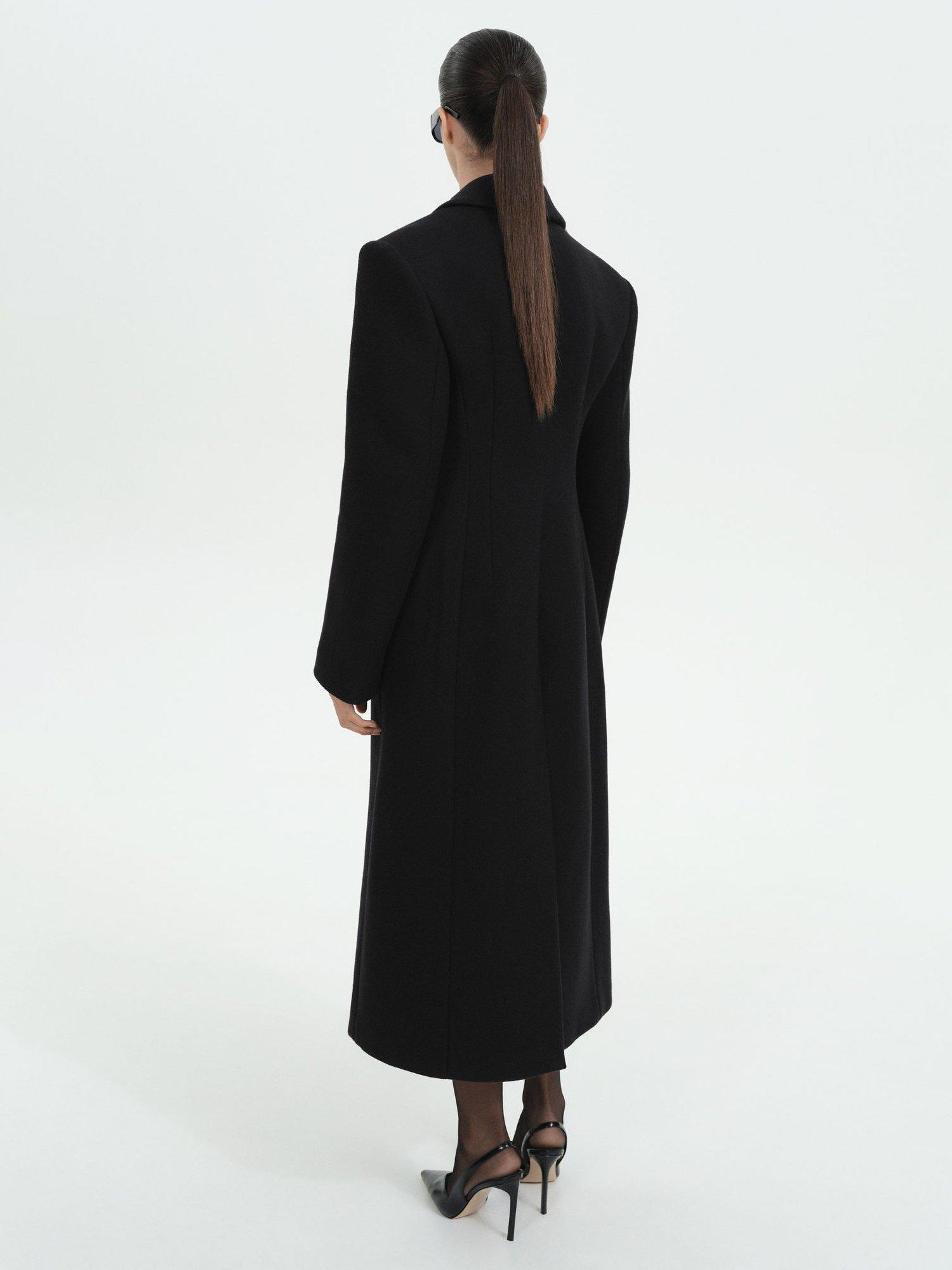 Product image 4 of 7, which shows Mango Blush Wool Rich Coat, Black, S