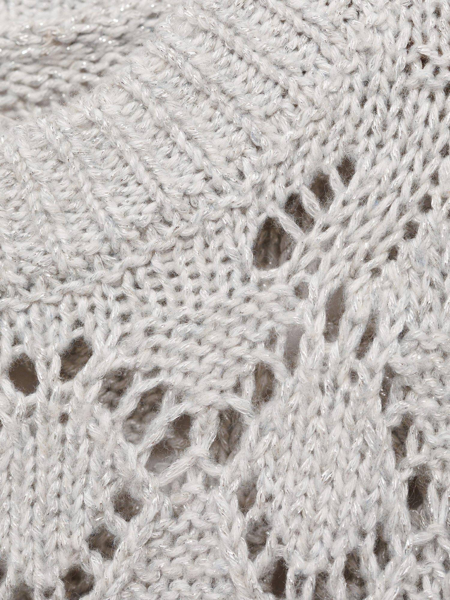 Product image 4 of 5, which shows Mango Kids' Nevis Open Knit Jumper, Pastel Grey, 5-6 years