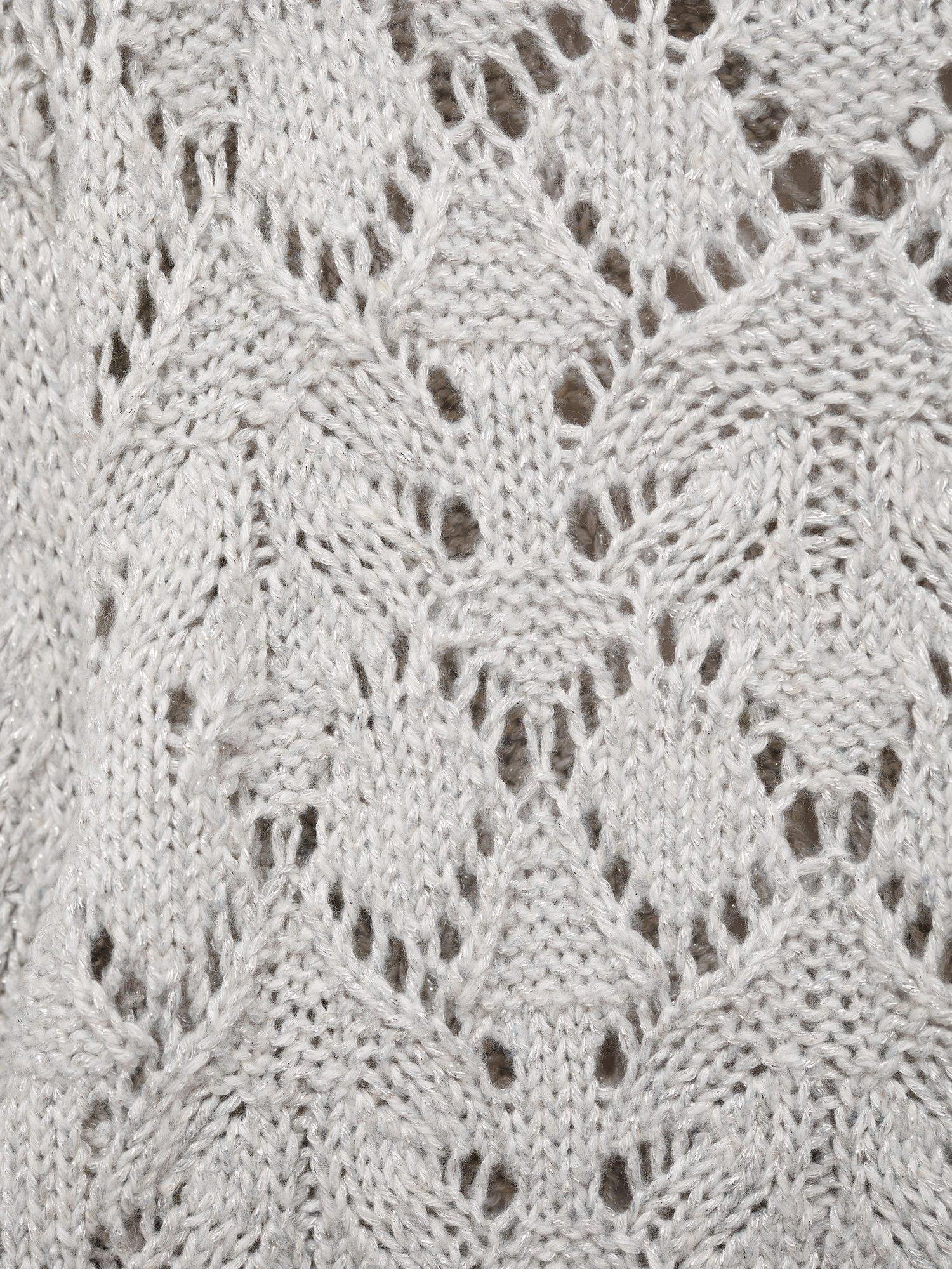 Product image 5 of 5, which shows Mango Kids' Nevis Open Knit Jumper, Pastel Grey, 5-6 years
