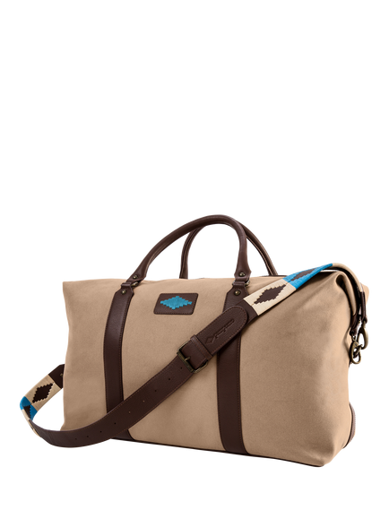 Pampeano Caballero Leather & Canvas Bag, Sand/Blue