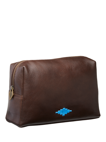 Pampeano Afeite Leather Wash Bag, Brown