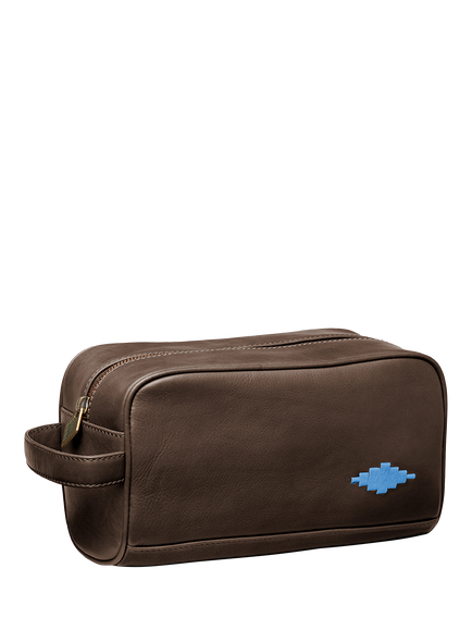 Pampeano Hombre Leather Wash Bag, Brown/Blue