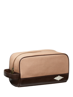 Pampeano Hombre Leather & Canvas Wash Bag, Brown