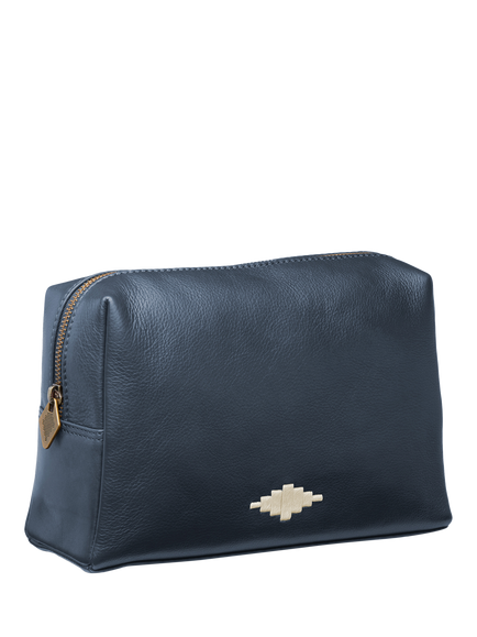 Pampeano Afeite Leather Wash Bag, Navy