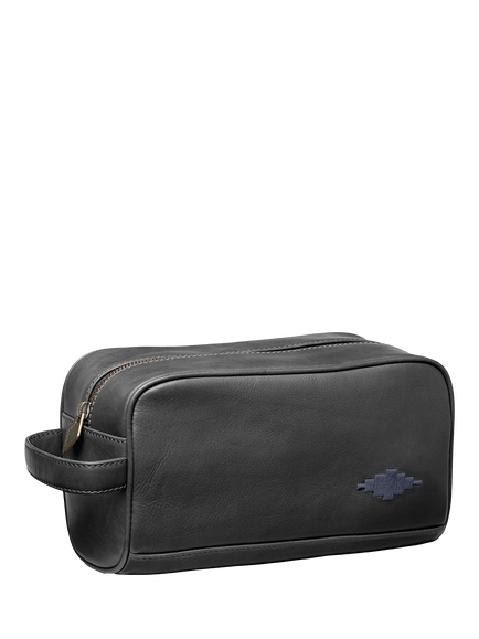 Pampeano Hombre Leather Wash Bag, Black