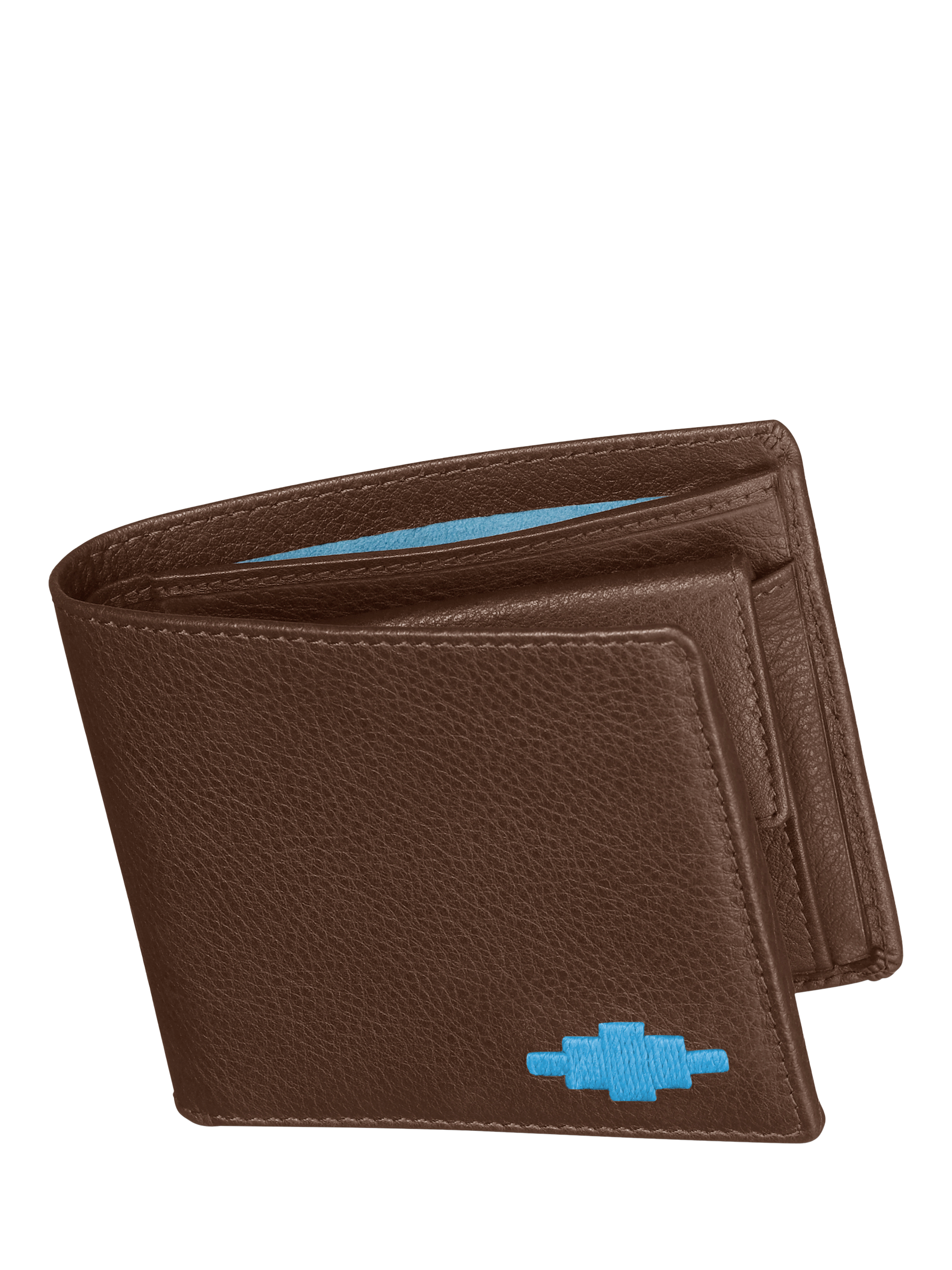 Product image 1 of 3, which shows Pampeano Moneda Leather Coin Wallet, Brown/Light Blue, One Size