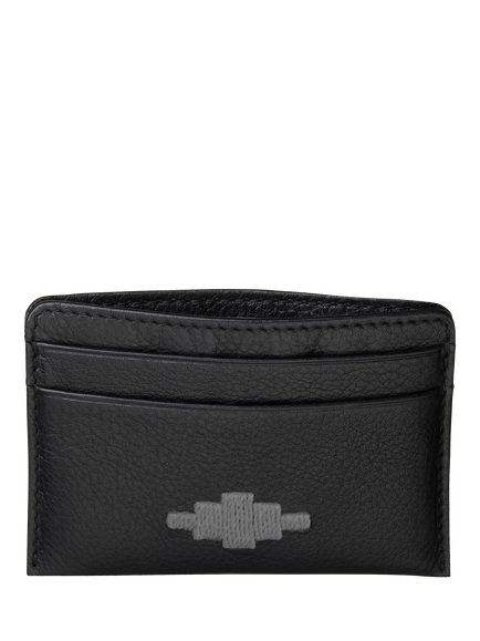 Pampeano Rombo Leather Credit Card Slip, Black/Grey