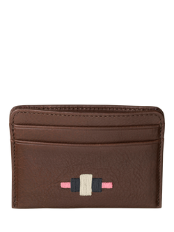 Pampeano Rombo Leather Credit Card Slip, Brown/Pink/Black