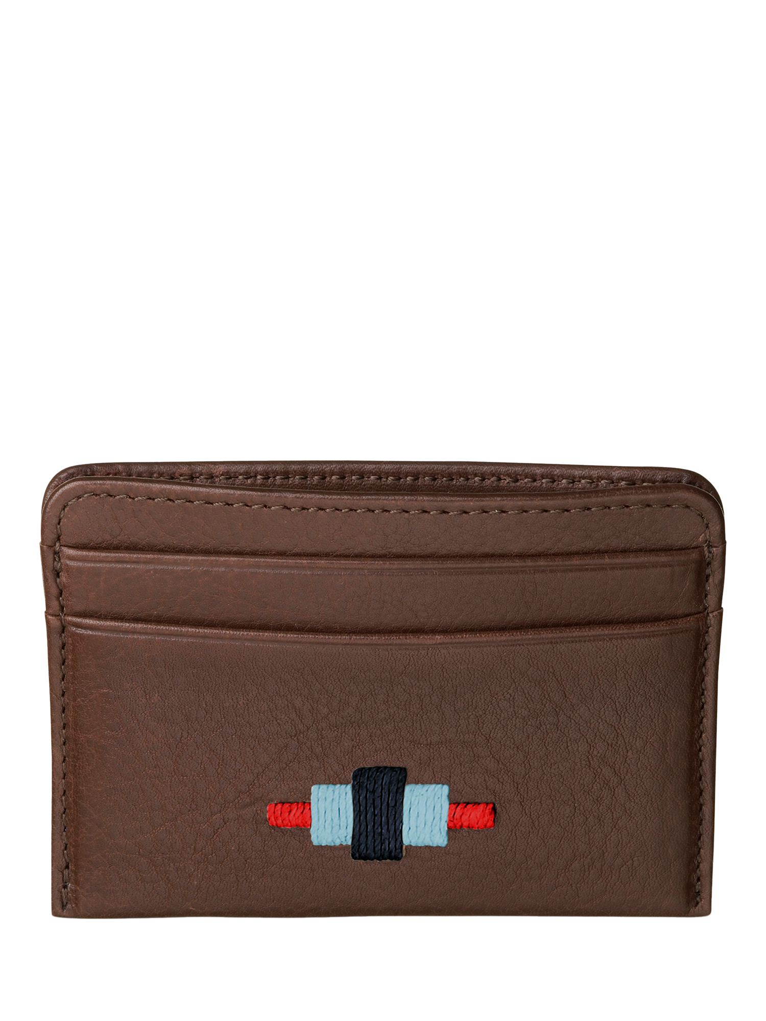 Product image 1 of 1, which shows Pampeano Rombo Leather Credit Card Slip, Brown/Red/Blue, One Size