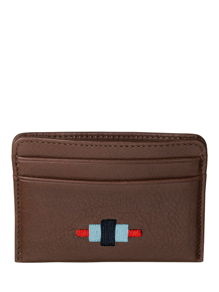 Pampeano Rombo Leather Credit Card Slip, Brown/Red/Blue