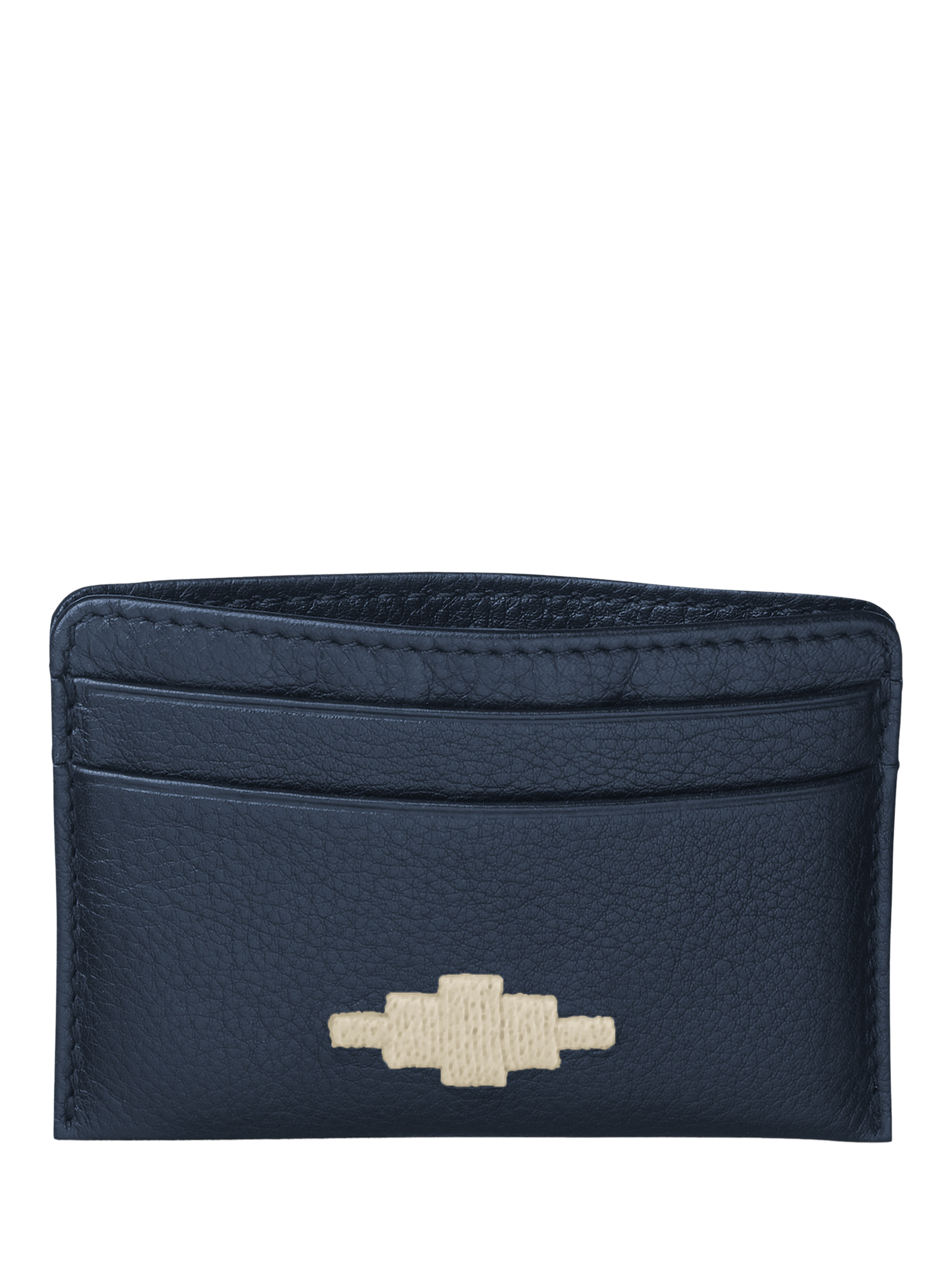 Product image 1 of 1, which shows Pampeano Rombo Leather Credit Card Slip, Navy/Cream, One Size