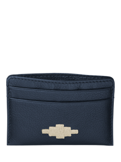 Pampeano Rombo Leather Credit Card Slip, Navy/Cream
