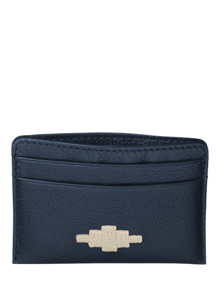 Pampeano Rombo Leather Credit Card Slip, Navy/Cream