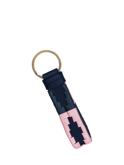 Pampeano Charro Leather Loop Keyring, Navy/Pink