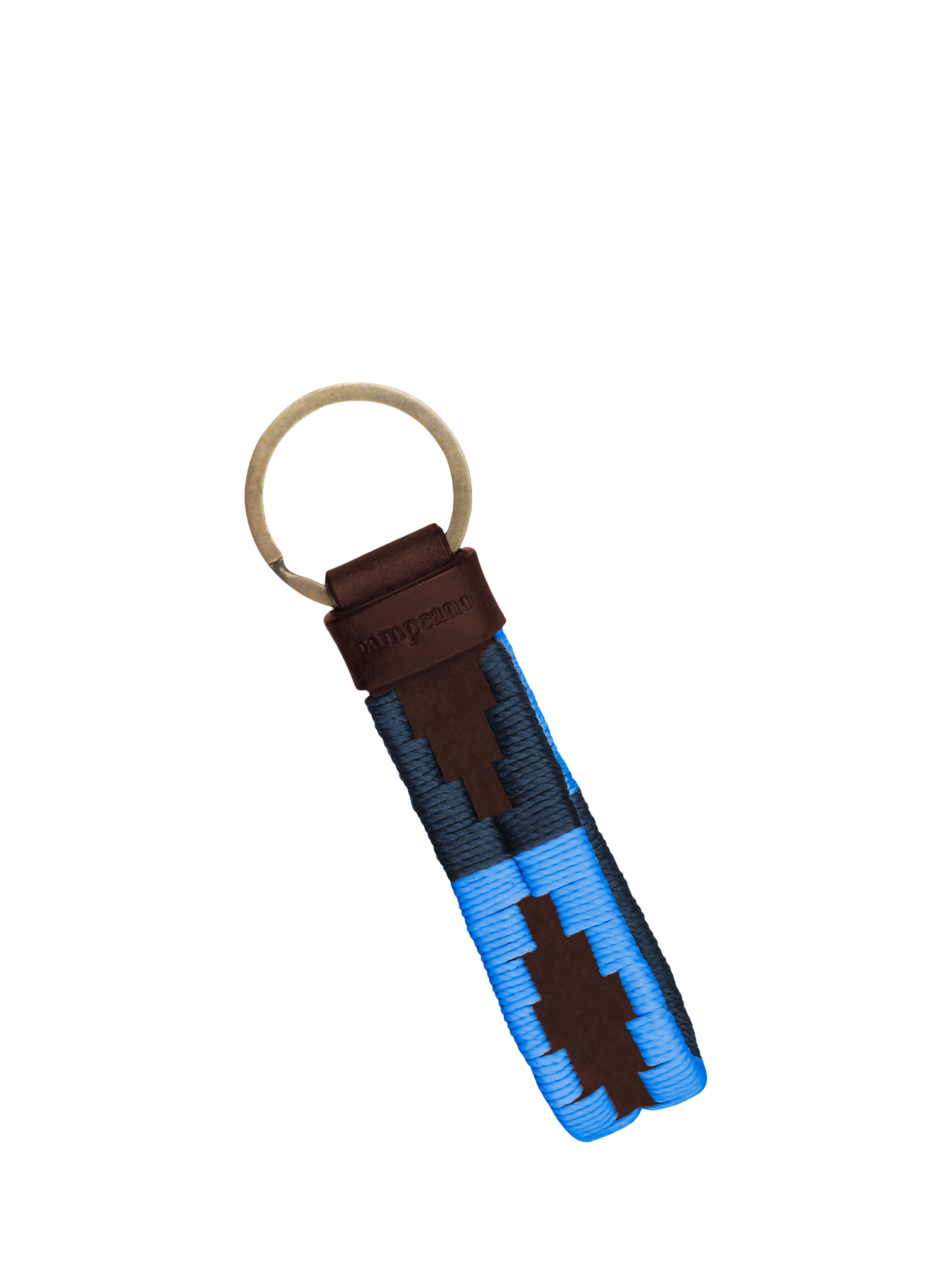 Product image 1 of 2, which shows Pampeano Charro Leather Loop Keyring, Brown/Navy/Light Blue, One Size