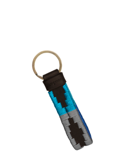 Pampeano Charro Leather Loop Keyring, Brown/Blue/Grey