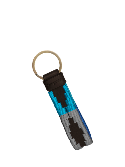Pampeano Charro Leather Loop Keyring, Brown/Blue/Grey