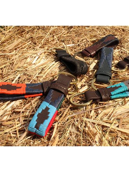 Pampeano Charro Leather Loop Keyring - view 2, Brown/Blue/Grey
