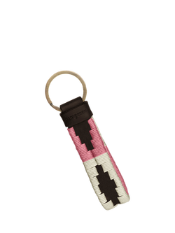 Pampeano Charro Leather Loop Keyring, Brown/Pink/Cream