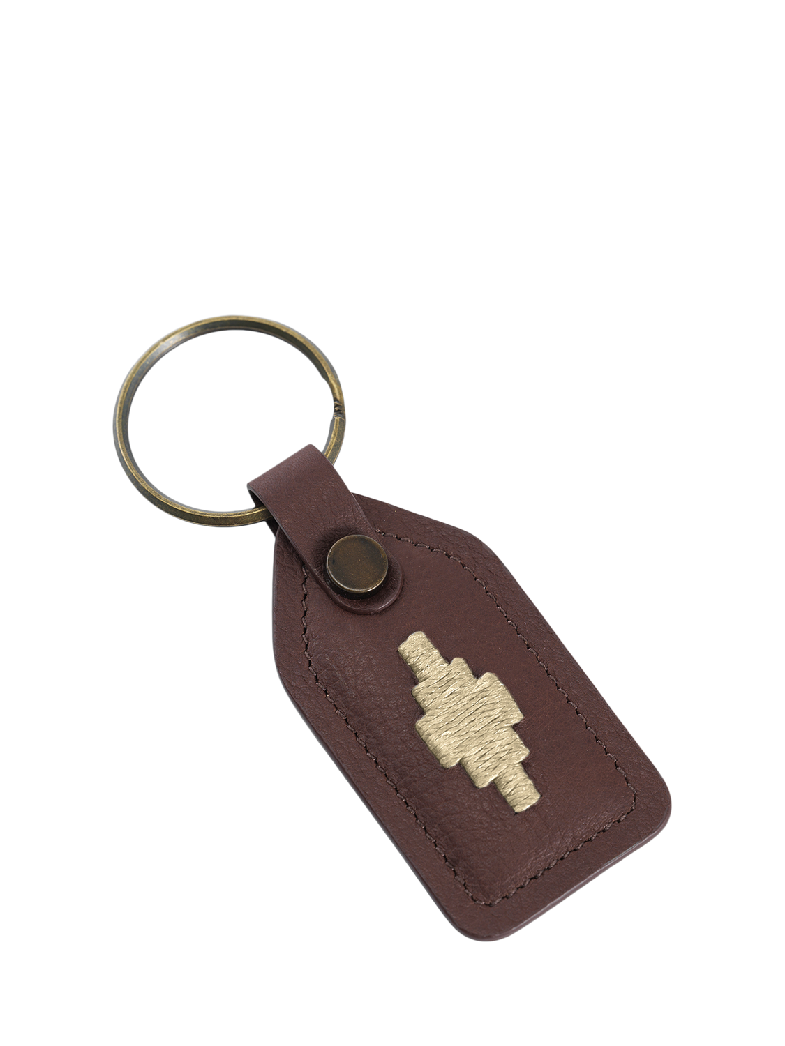 Product image 1 of 1, which shows Pampeano Chapa Leather Tag Keyring, Brown/Yellow, One Size
