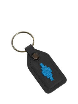 Pampeano Chapa Leather Tag Keyring, Black/Blue