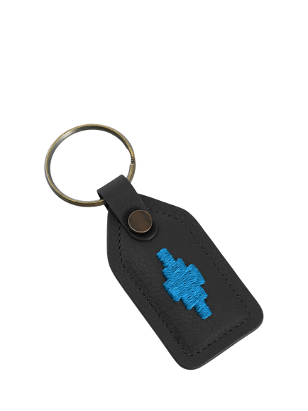 Pampeano Chapa Leather Tag Keyring, Black/Blue