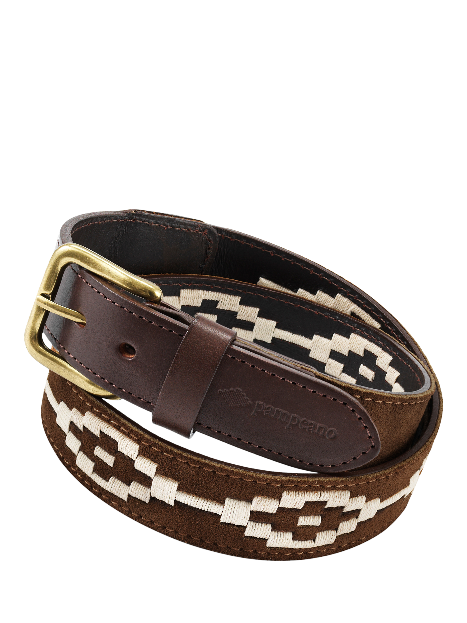 Product image 1 of 3, which shows Pampeano Confianza Leather & Suede Belt, Brown, 28