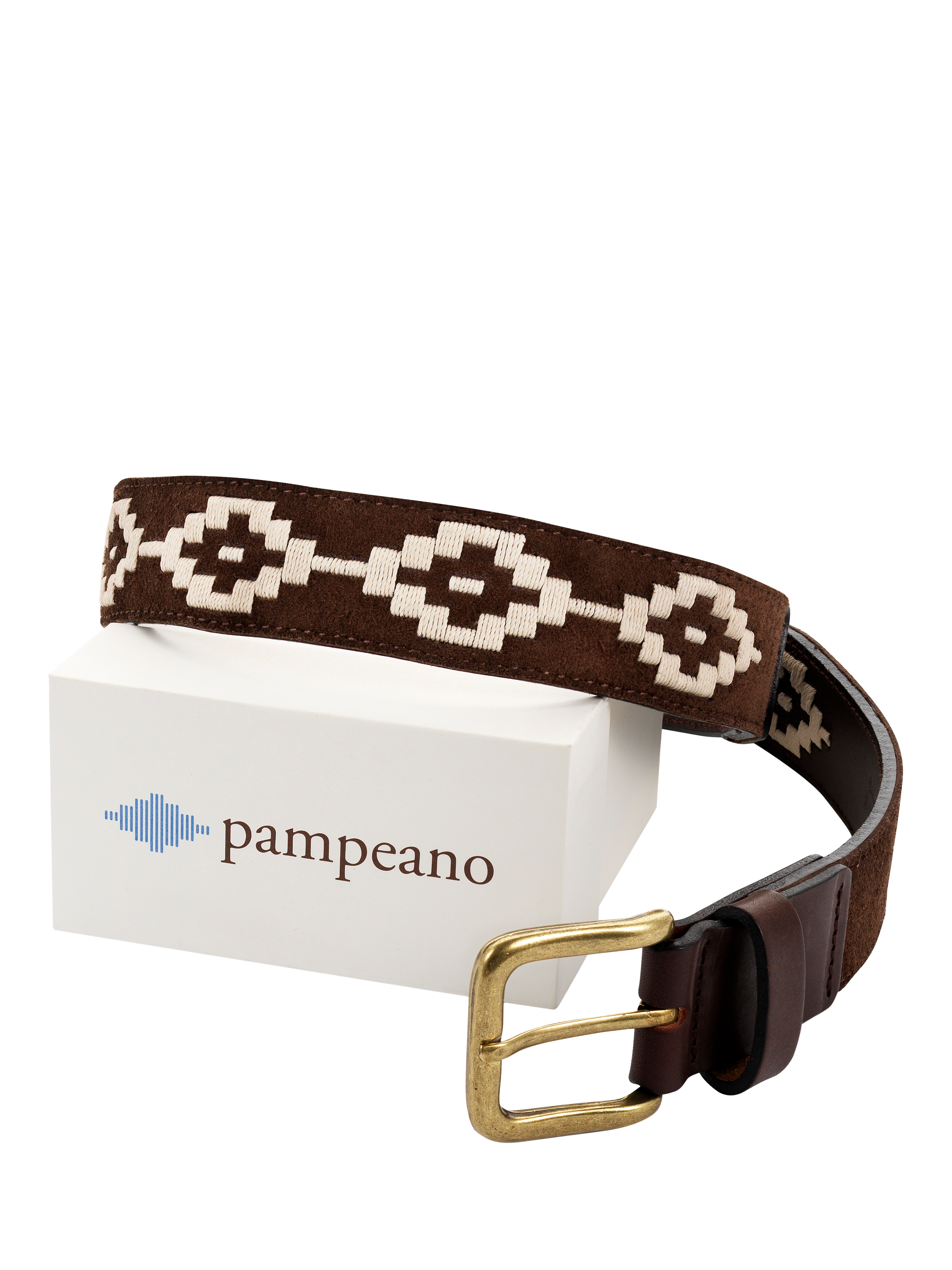 Product image 2 of 3, which shows Pampeano Confianza Leather & Suede Belt, Brown, 28