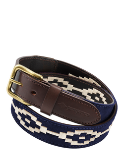 Pampeano Confianza Leather & Suede Belt, Navy